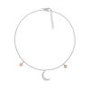 Thumbnail Image 1 of 0.04 CT. T.W. Diamond Crescent Moon and Star Anklet in Sterling Silver and 10K Rose Gold