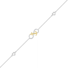 0.04 CT. T.W. Diamond Infinity Anchor Anklet in Sterling Silver and 10K Gold – 10&quot;