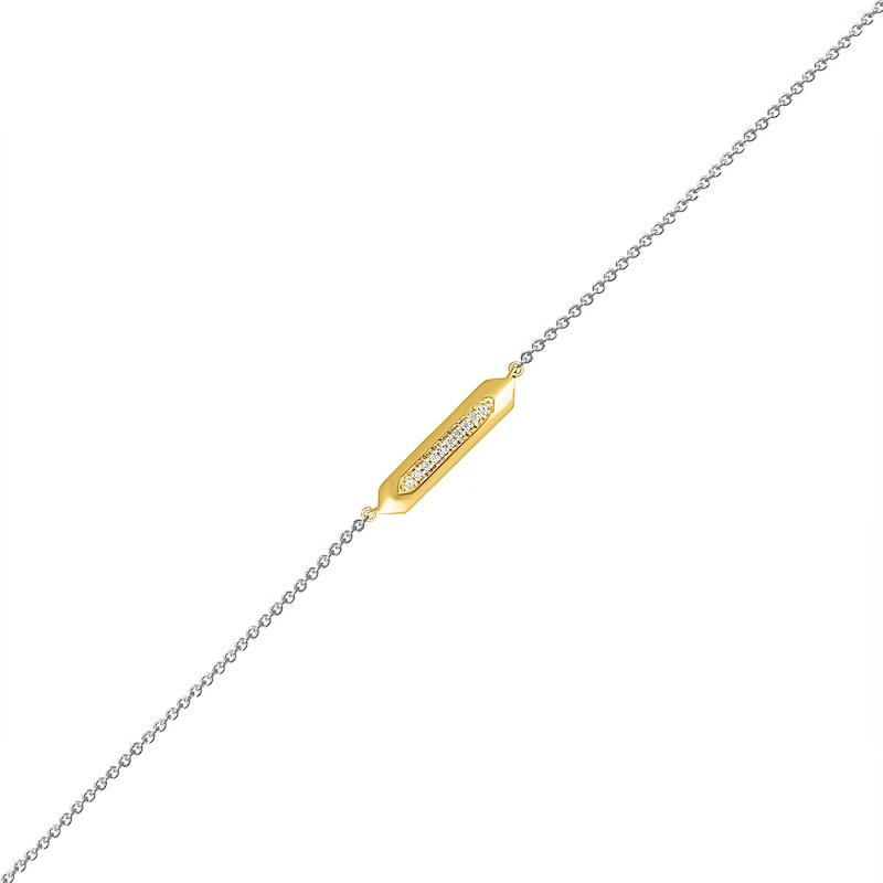 0.04 CT. T.W. Diamond Bar Anklet in Sterling Silver and 10K Gold – 10"