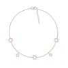Thumbnail Image 1 of 0.115 CT. T.W. Diamond Star of David Anklet in Sterling Silver and 10K Rose Gold – 10"