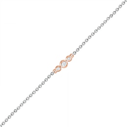 0.065 CT. T.W. Diamond Circle Trio Anklet in Sterling Silver and 10K Rose Gold – 10&quot;