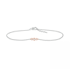 Thumbnail Image 1 of 0.065 CT. T.W. Diamond Circle Trio Anklet in Sterling Silver and 10K Rose Gold – 10"