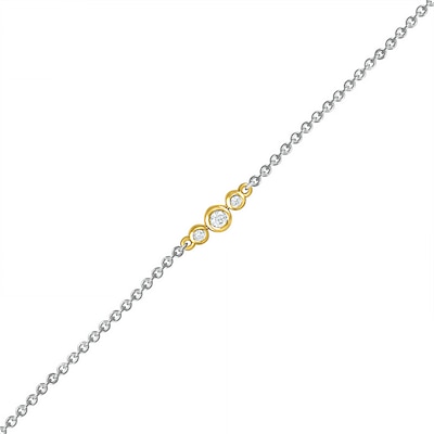 0.065 CT. T.W. Diamond Circle Trio Anklet in Sterling Silver and 10K Gold – 10"