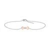 Diamond Accent Solitaire Double Heart Anklet in Sterling Silver and 10K Rose Gold – 10"