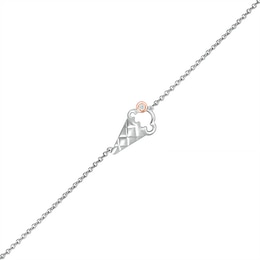 Diamond Accent Solitaire Ice Cream Cone Anklet in Sterling Silver and 10K Rose Gold – 10&quot;