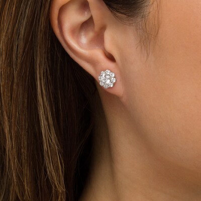 CT. T.W. Diamond Flower Frame Stud Earrings in 10K White Gold