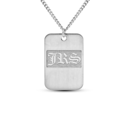 Men's Embossed Monogram Brushed Dog Tag Pendant (3 Initials)