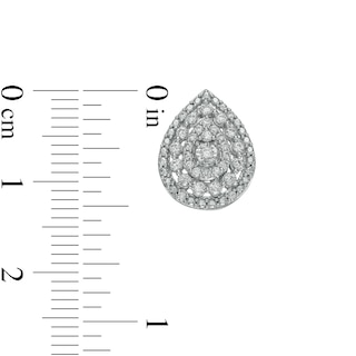 1.00 CT. T.W. Composite Pear-Shaped Diamond Pendant and Stud Earrings Set in Sterling Silver