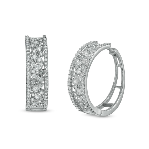 2.00 CT. T.W. Composite Diamond Hoop Earrings in 10K White Gold