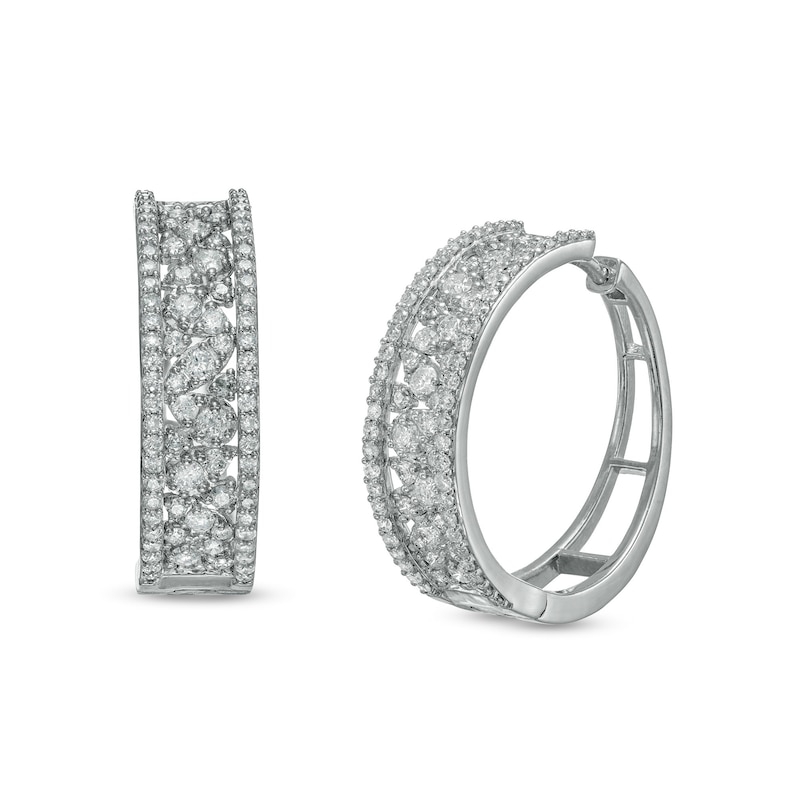 2.00 CT. T.W. Composite Diamond Hoop Earrings in 10K White Gold|Peoples Jewellers