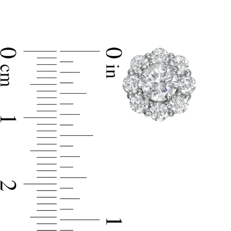 Main Image 3 of 3.00 CT. T.W. Diamond Flower Frame Stud Earrings in 10K White Gold