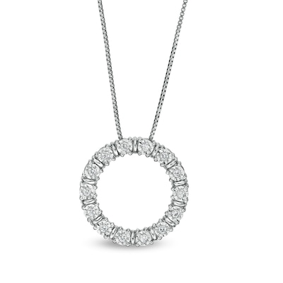 0.25 CT. T.W. Diamond Alternating Circle Outline Pendant in Sterling Silver