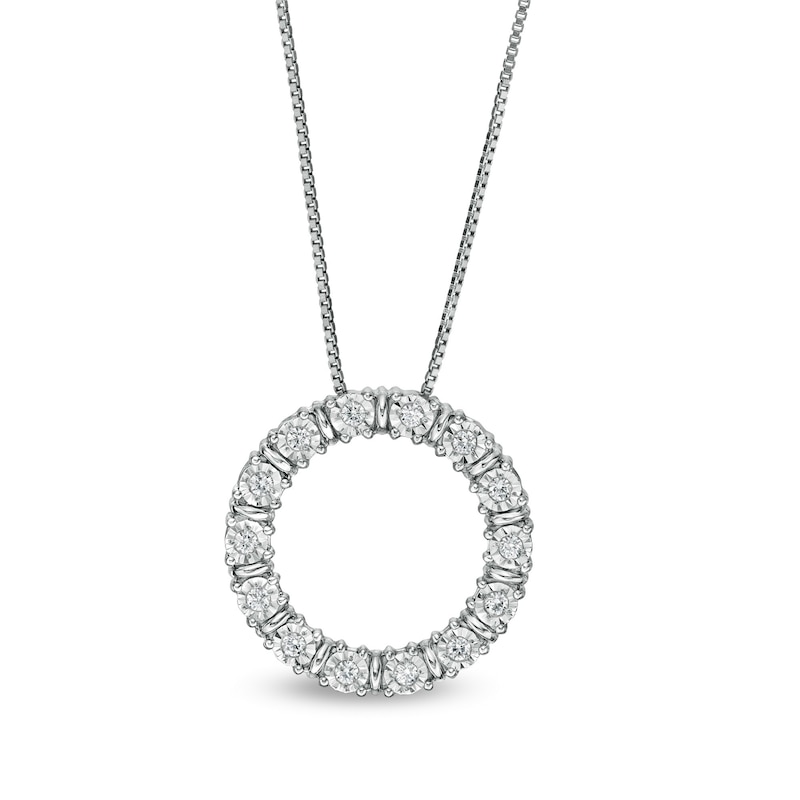 0.25 CT. T.W. Diamond Alternating Circle Outline Pendant in Sterling Silver