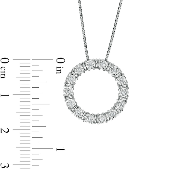 0.25 CT. T.W. Diamond Alternating Circle Outline Pendant in Sterling Silver