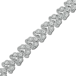 0.25 CT. T.W. Diamond Trios Line Bracelet in Sterling Silver – 7.5&quot;