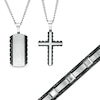 Men's Dog Tag Necklace Diamond Accent Stainless Steel