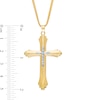 Men's Diamond-Cut Layered Stepped Edge Art Deco Double Cross Pendant in 10K Two-Tone Gold - 22"