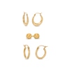 Thumbnail Image 0 of 4.0mm Ball Stud and Multi-Finish Tube Huggie Hoop Earrings Set in 10K Gold