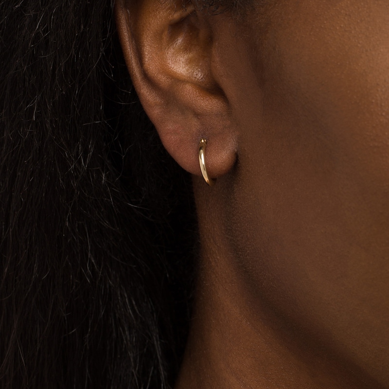 4.0mm Ball Stud and Multi-Finish Tube Huggie Hoop Earrings Set in 10K Gold|Peoples Jewellers