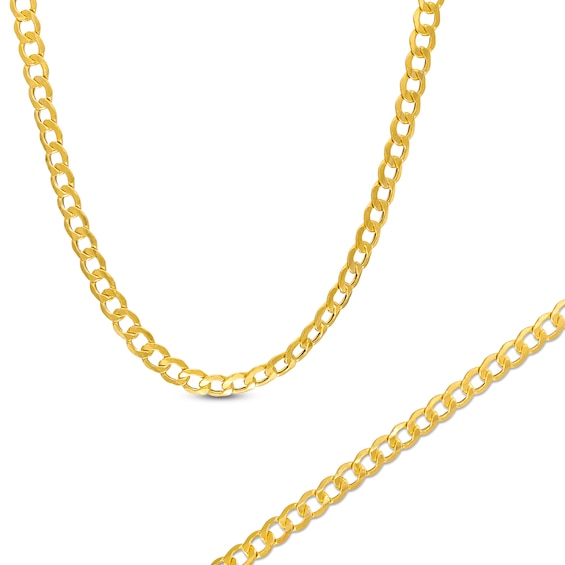 4.4mm Curb Chain Necklace and Bracelet Set in Hollow 10K Gold - 22"