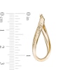 Thumbnail Image 2 of Italian Gold 30.0 x 10.0mm Multi-Finish Wave Flat Tube Oval Hoop Earrings in 14K Gold