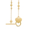 Thumbnail Image 2 of Diamond-Cut Graduated Bead Trio Station Bracelet with Heart Charm in 14K Gold - 7.5"