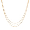 Adjustable Bead, Box and Figaro Chain Triple Strand Necklace in 10K Gold