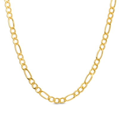 Adjustable 2.5mm Figaro Chain Choker Necklace in Hollow 10K Gold - 15"