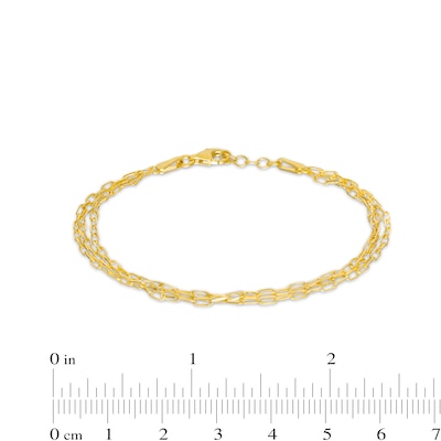 1.7mm Triple Strand Forzatina Cable Chain Bracelet in Solid 10K Gold – 7.25"