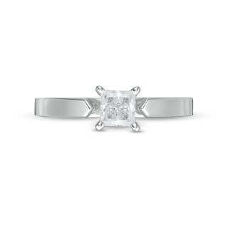 0.50 CT. Certified Princess-Cut Diamond Solitaire Engagement Ring in 14K White Gold (J/I2)