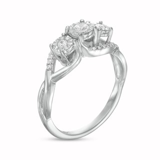 0.25 CT. T.W. Diamond Bypass Twist Shank Past Present Future® Engagement Ring in 10K White Gold