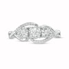 Thumbnail Image 3 of 0.25 CT. T.W. Diamond Bypass Twist Shank Past Present Future® Engagement Ring in 10K White Gold