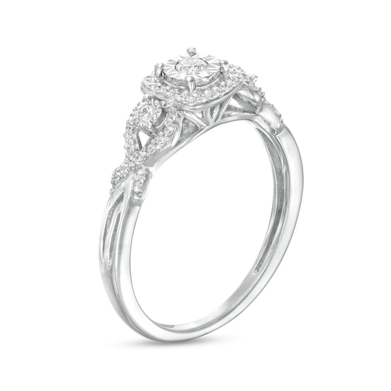 0.25 CT. T.W. Diamond Cushion-Shaped Frame Twist Shank Past Present Future® Engagement Ring in 10K Gold