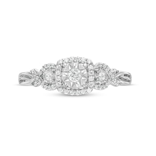 0.25 CT. T.W. Diamond Cushion-Shaped Frame Twist Shank Past Present Future® Engagement Ring in 10K Gold