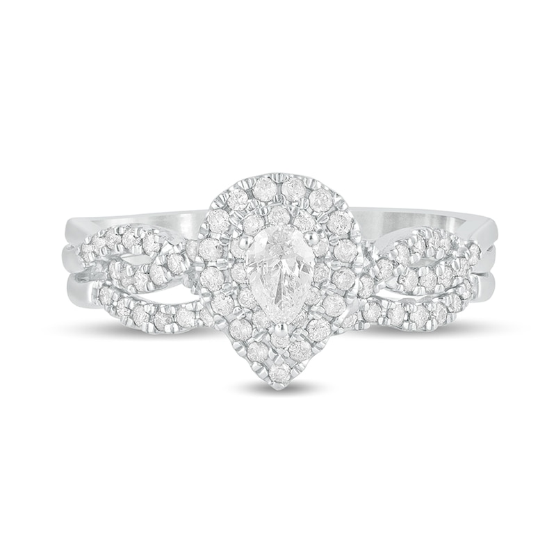 0.50 CT. T.W. Pear-Shaped Diamond Double Frame Multi-Row Bridal Set in 10K White Gold