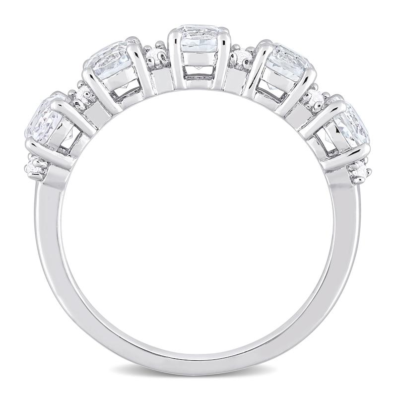 4.0mm White Topaz Duo Five Stone Alternating Stackable Band in Sterling Silver|Peoples Jewellers