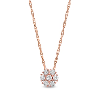 0.20 CT. T.W. Composite Diamond Flower Pendant in 10K Rose Gold