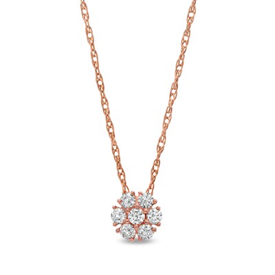 0.20 CT. T.W. Composite Diamond Flower Pendant in 10K Rose Gold