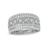 0.95 CT. T.W. Diamond Multi-Row Leaf Anniversary Band in Sterling Silver