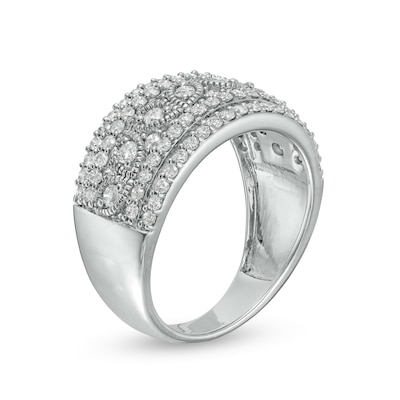 0.95 CT. T.W. Diamond Multi-Row Leaf Anniversary Band in Sterling Silver