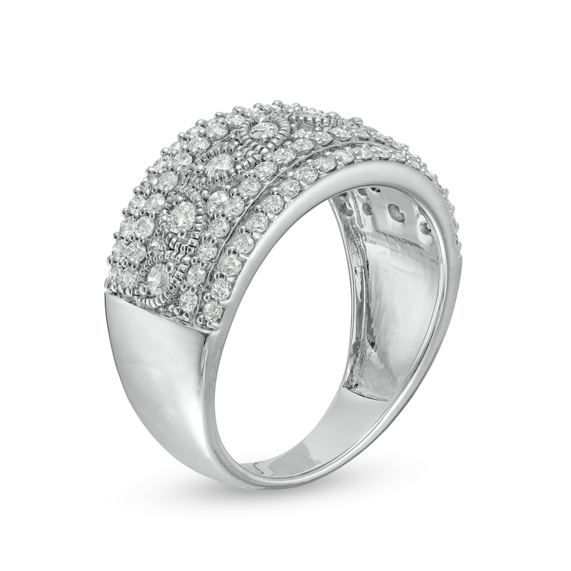 0.95 CT. T.W. Diamond Multi-Row Leaf Anniversary Band in Sterling Silver|Peoples Jewellers