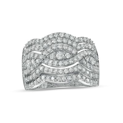 1.23 CT. T.W. Diamond Twist Multi-Row Anniversary Band in 10K Gold