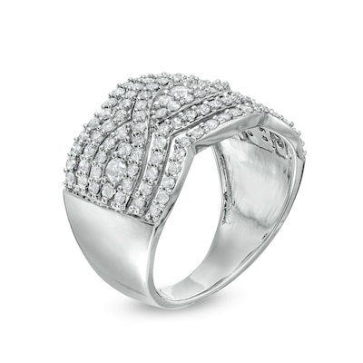 1.23 CT. T.W. Diamond Twist Multi-Row Anniversary Band in 10K Gold