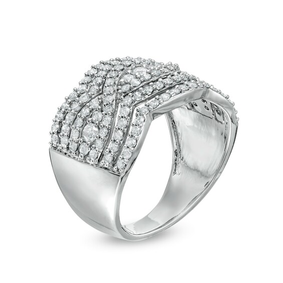 1.23 CT. T.W. Diamond Twist Multi-Row Anniversary Band in 10K Gold