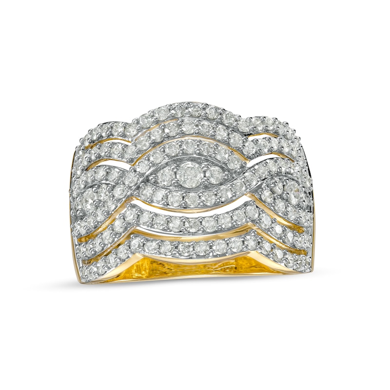 Main Image 1 of 1.23 CT. T.W. Diamond Twist Multi-Row Anniversary Band in 10K Gold