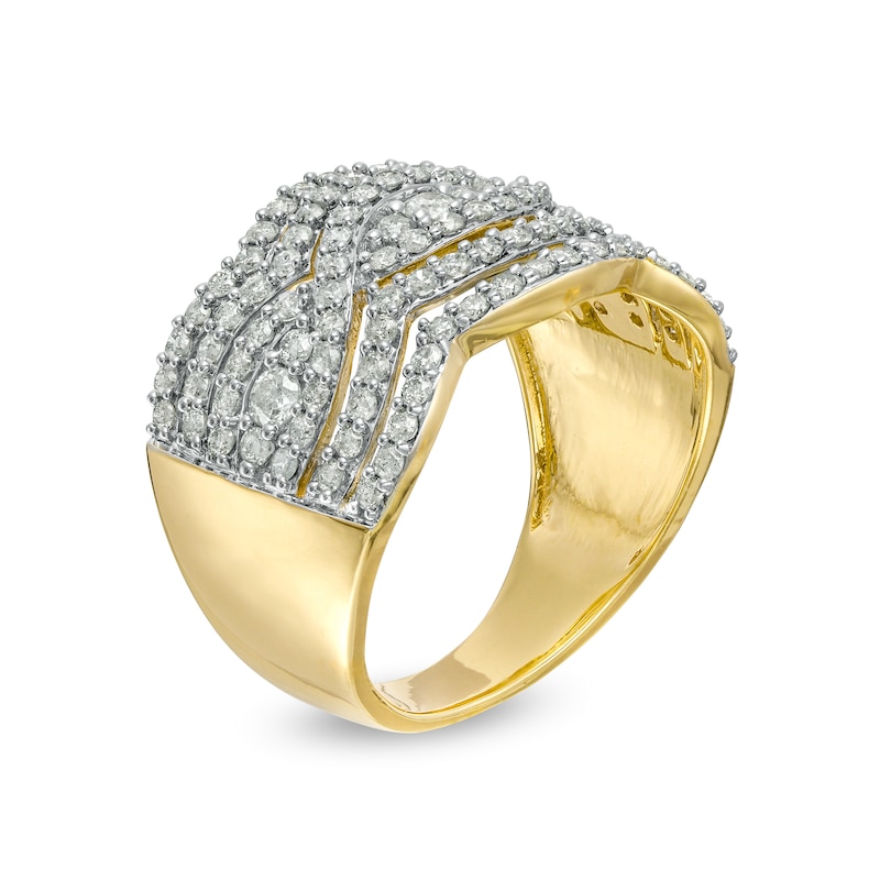 Main Image 3 of 1.23 CT. T.W. Diamond Twist Multi-Row Anniversary Band in 10K Gold