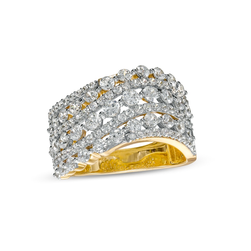 Main Image 1 of 1.95 CT. T.W. Diamond Multi-Row Wave Anniversary Band in 10K Gold