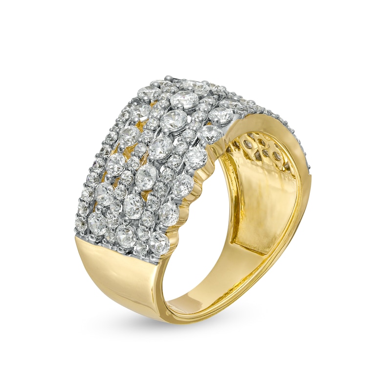 Main Image 3 of 1.95 CT. T.W. Diamond Multi-Row Wave Anniversary Band in 10K Gold