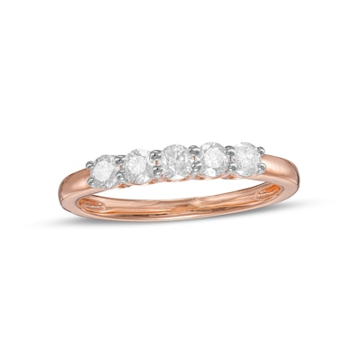 0.45 CT. T.W. Diamond Five Stone Anniversary Band in 10K Rose Gold