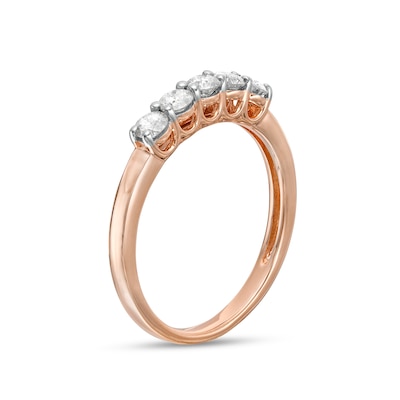 0.45 CT. T.W. Diamond Five Stone Anniversary Band in 10K Rose Gold